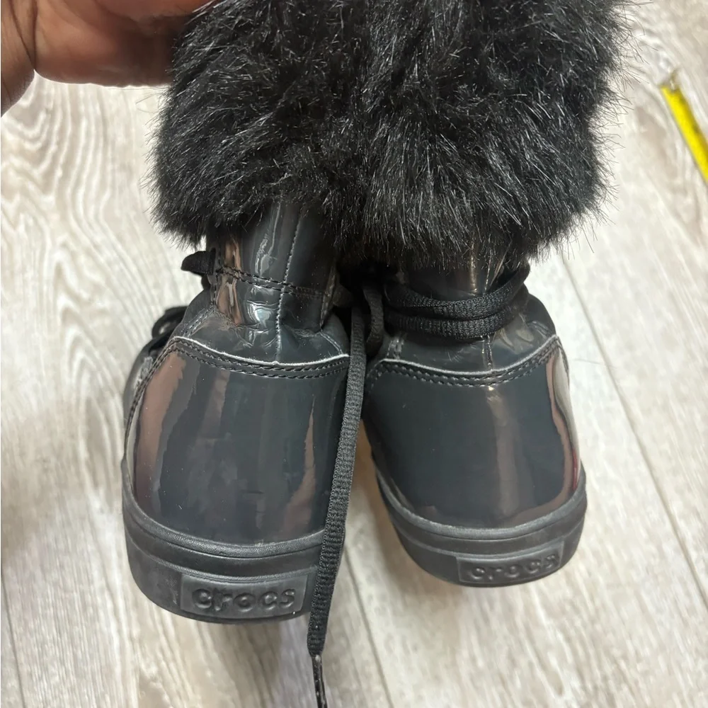 CROCS Black Fur-Lined Winter Boots